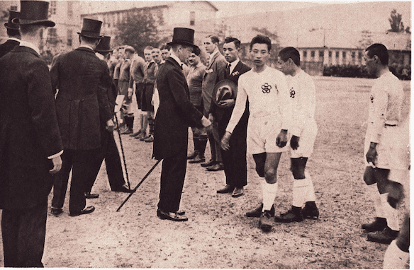 Sanko captain introduced to Edward, Prince of Wales (Later King Edward VIII) before match in Kyoto against KR&AC